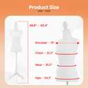 Mannequin Dress Form Female Dress Model Torso Display Mannequin Body 50-63 Inch Height Adjustable Tripod Stand (White, 50-63 Inches)