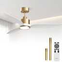 52 Inch White Gold Ceiling Fan with Light and Remote, Indoor Modern Ceiling Fan for Bedroom Living Room, High CFM Quiet DC Motor