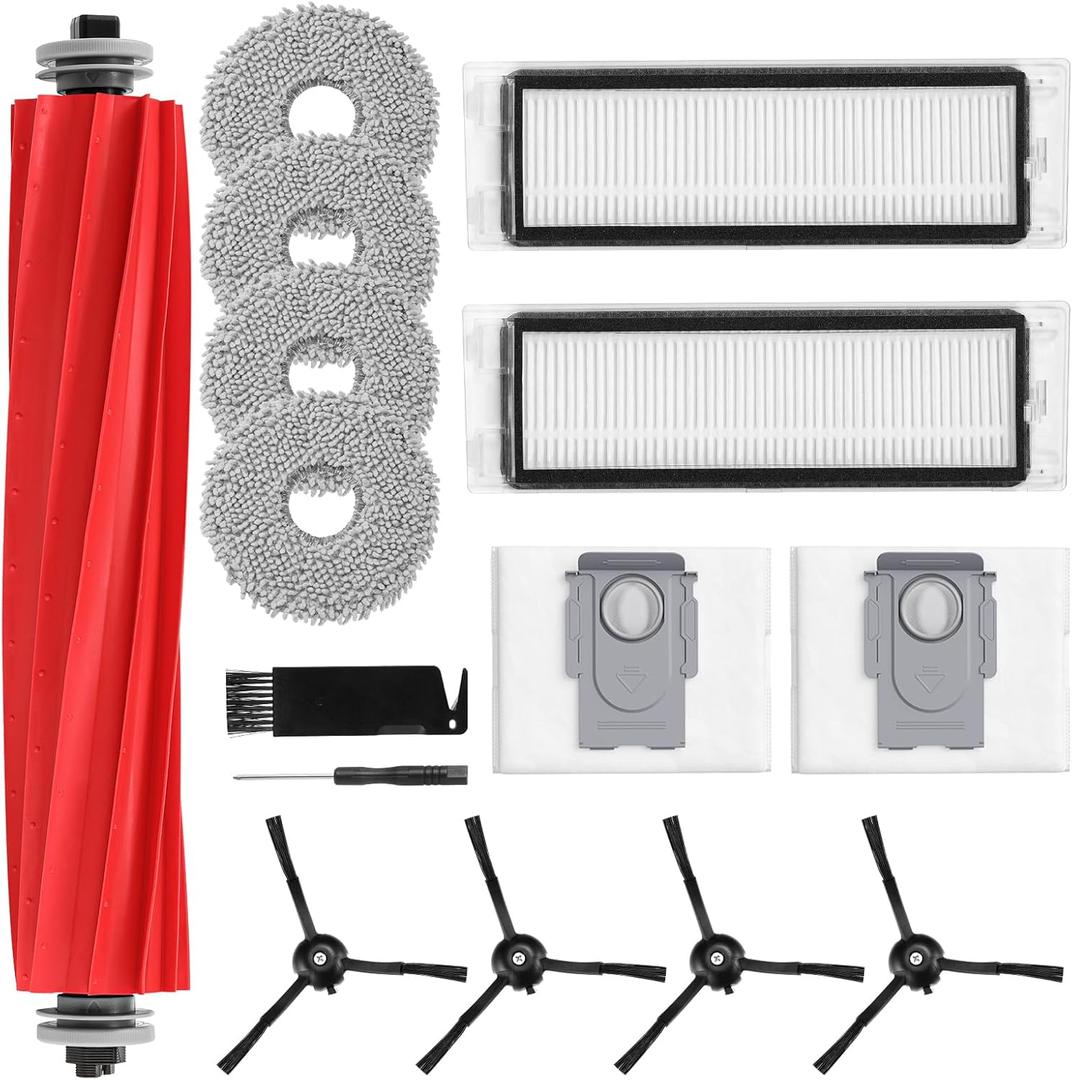 15 Pack Replacement Parts for Q Revo Robot Vacuum, Q Revo Accessory Replacement Kits (1 Rolling Brush + 2 HEPA Filters + 2 Dust Bags + 4 Mop Pads + 4 Side Brushes)