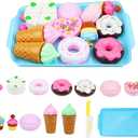 15 PCS Pretend Play Food Set - Play Food for Kids Kitchen - Pretend Cutting Play Desserts Cake Ice Cream and Donuts Food Toys - Birthday Gifts Set Toy for Boys, Girls, Kids, Toddler