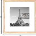 upsimples 12x12 Picture Frame, Display Pictures 8x8 with Mat or 12 x 12 Without, Wall Hanging Square Frames, Natural, 1 Pack