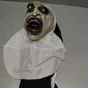 Scary Latex Nun Mask with Scarf Horror Nun Dress Up Full Head Masks for Halloween Costume Party Props