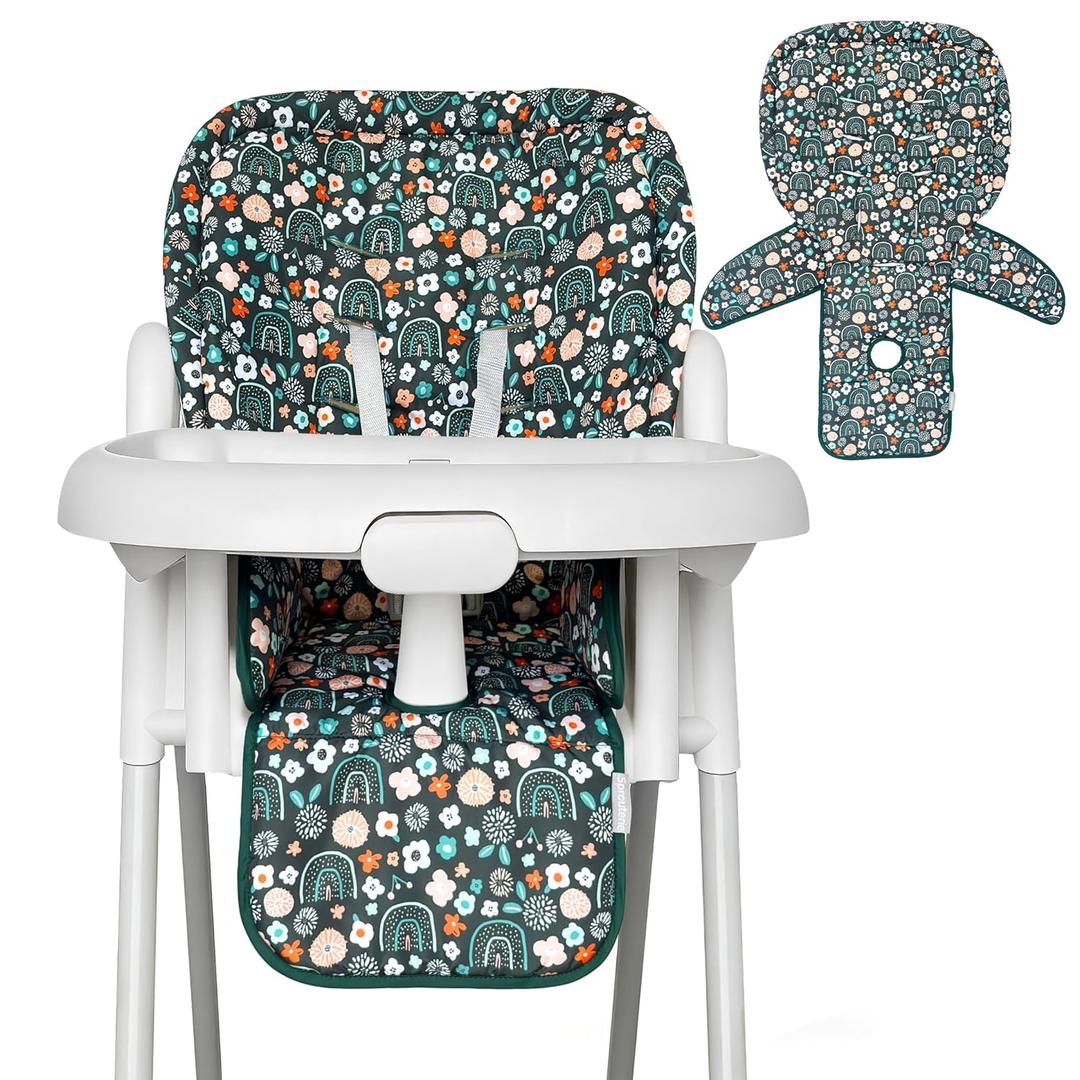 Baby High Chair Cover, Machine Washable High Chair Cushion Pad, Waterproof & Soft, Fits 3-5 Point Harness Chairs, High Chair Replacement Cover for Home & Restaurant Use Green