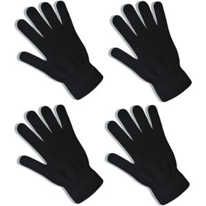 9 x 2 Pairs Black Knit Gloves for Women Men Winter Warm Magic Gloves Cold Weather Mittens for Running Driving Cycling (Black, M)