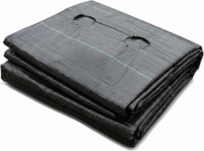 Pre-Punched Weed Barrier Landscape Fabric with Planting Holes, Heavy Duty Woven Garden Weed Mat for Vegetable Garden, Strawberry Rows and Flower Beds (3.3ft * 33ft)