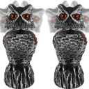 Hausse 2 Pack Fake Owl Decoy to Scare Birds Away, 11.2 inch Wagging Head Plastic Owl Scarecrow Bird Deterrents, Owls Statue Nature Enemy Horned Pest Repellent for Outdoor Garden Yard