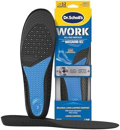 Dr. Scholl's Work All-Day Superior Comfort Insoles with Massaging Gel - Designed for Men & Women with Hard-Working Feet, Eliminates Sore Muscles and Tired Legs, Arch Support Inserts with Odor Control