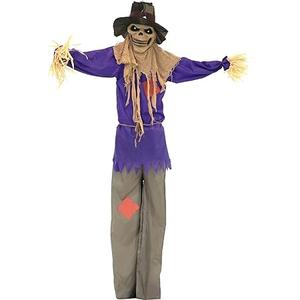Haunted Hill Farm Life-Size Poseable Scary Scarecrow with Touch Activated Lights and Sound, Battery-Operated Indoor or Covered Outdoor Halloween Decoration