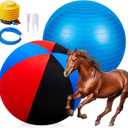 40 Inch Giant Herding Ball with Cover Anti Burst Ball Please Watch VCR for How to Inflation Horse Toys for Horses Stall Entertainment Play, Pump Included(Red, Red, Black, Stylish)