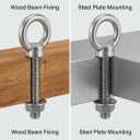 QWORK Stainless Shoulder Eye Bolts 3/8"x6", 20 Pcs Threaded Eyebolts, Fixing Kit for Wood, Metal & Outdoor Projects