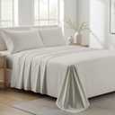 100% Organic Cotton Sheets Queen Size - Organic Cotton Queen Size Percale Weave Sheet Set (4 PC, Light Grey), Soft, Cooling, Crisp & Breathable, 16" Deep Pocket Hotel Quality Bedding Set