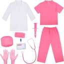 SIZGAROOT Doctor Costume for Kids Toddler Girls Boys Doctor Costume with Lab Coat Halloween Party Dress Up, 3-4T