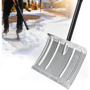 Heavy Duty Aluminum Snow Removal Shovel - 70" Ergonomic Handle Wide Blade, Anti-Falling Reinforced Metal Edge,Large Scoop,Lightweight Commercial Snow Pusher for Winter Driveway, Cars, Sidewalks