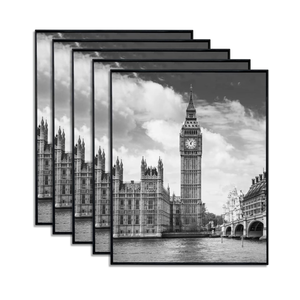 GOmaize Front Loading Black Picture Frame 8x10 Set of 5 Wall and Table Mounting