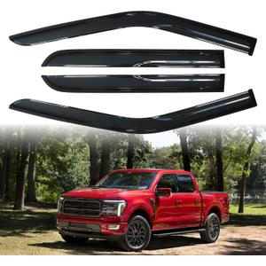 Tape-On Side Window Visor Deflectors Rain Guards for 2015-2026 Ford F150 SuperCrew & 2017-2026 F-150 Raptor F250 F350 F450 F550 Window Vent Deflectors Visors Shades 4pcs