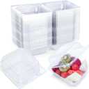 Evnlo 100 Count Clear Plastic Containers with Lids for Food, Thickened Disposable Sandwich Containers Clamshell Boxes for Cake Slice, Dessert, Hamburger, Salad, Pastry, Fruits, Takeout Tray