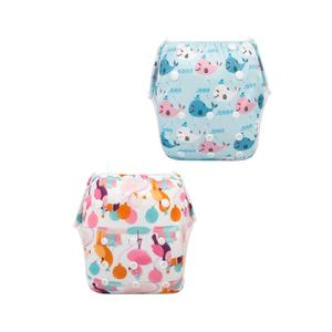 Babygoal Baby & Toddler Girl and Boy Swim Diapers, Reusable Adjustable Washable One Size Fits 6M-3T Gifts and Swimming Lessons 2 Pack 3ZSD08 Rabbit & Whale