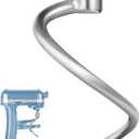 Stainless Steel Dough Hook Replacement for KitchenAid 7 QT Bowl-lift Stand Mixers, Stainless Steel Spiral Dough Hook Attachment for Kitchen aid attachment parts, Dishwasher Safe