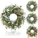 Zeyune 4 Pcs Christmas DIY Green Wreath 14 Inch Artificial Christmas Wreaths Faux Plain Wreaths for Decorating Front Door Window Room Farmhouse Xmas Party Indoor Outdoor (Chic Style)
