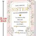 4 x Elegant Sister Birthday Card, Happy Birthday Gifts for Special Sister, Unique Bday Decorations for Women