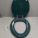 Dark Green Elongated Toilet Seat Natural Wood Toilet Seat with Zinc Alloy Hinges, Easy to Install also Easy to Clean, Scratch Resistant Toilet Seat by Angol Shiold (Elongated, Dark Green)