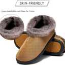 Mishansha Women's House Shoes Memory Foam Suede Moccasin Slippers Winter Warm Fleece Lined Home Shoes with Anti-Skid Rubber Sole (Light Brown)