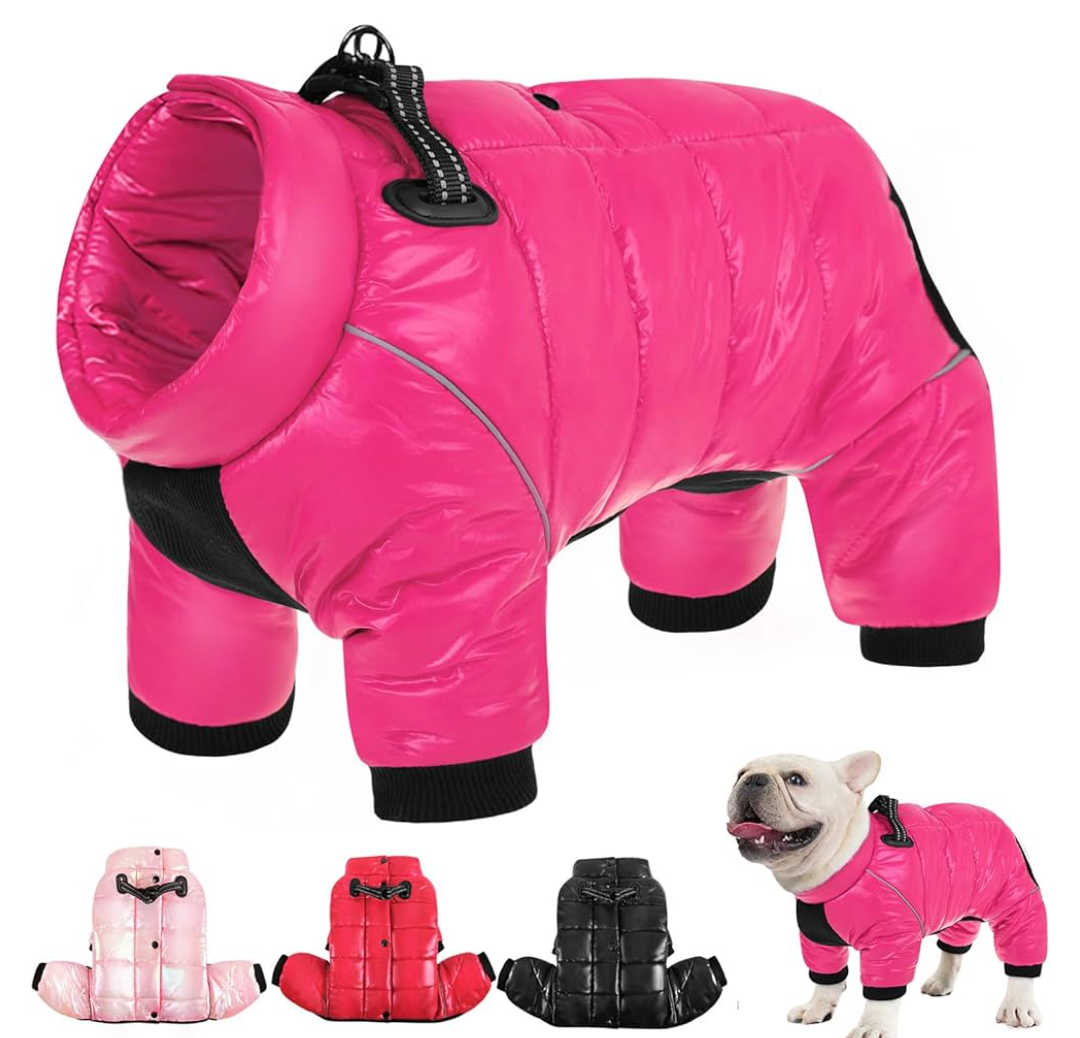 AOFITEE Dog Coat, Waterproof Dog Jacket for Winter, Warm Fullbody Dogs Snowsuit, Winter Coat for Small Dogs, Zip Up Pet Puffer Jacket Fleece Vest, Outdoor Reflective Cold Weather Pet Coats, Medium Size XXL