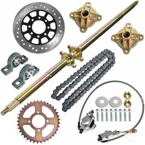 GXYWADY 44.25in Go Kart Rear Axle Shaft Kit with Chain Sprocket Brake Disc Pillow Block Wheel Hub Chain Brake Master Cylinder Caliper Replacement for Go Kart ATV Quad Trikes Golf Carts
