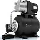 LANCHEZ Shallow Well Pump, Stainless Steel Water Transfer Pump, 115V Garden Irrigation Pump, Water Booster Jet Pump for Home Garden Lawn Farm, Matte black