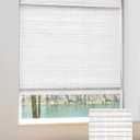 Cordless Bamboo Roman Shades w/Valance, 42.5" W × 64" H, Alpine Ivory | High Level of Privacy Protection, for Interior Windows