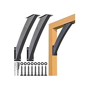 2 Pack Heavy Duty 2''x4'' (Actual: 1.5''x3.2'') Integrated Arc 45° Angle Support Bracket, for Gazebos, Decks, Porches, etc., Wood Post and Beam Angle Support Brackets (Black-Sanded)