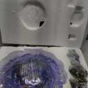 John's Studio Peacock Bird Bath for Outdoor - Glass Bowl Solar Light Bird Baths Cage Outside Dish Bird Feeder with Metal Stake for Garden, Yard and Patio - Blue 32 inches