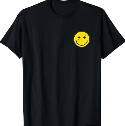 Minimalist 80s Lightning Bolt Eyes Happy Smiling Smile Face TShirt, 3XL