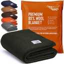 Woolly Mammoth Merino Wool Blanket - Large 66" x 90", 4LBS Camp Blanket | Thick Throw for Cold Weather, Emergency, Camping, Hiking, Survival, Army, Home, Outdoor, Twin Size Bed, Hunter Green