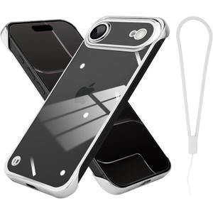 Phone Case, Compatible with iPhone Air, Transparent Electroplated Silver Phone Case, Frameless Design, with Camera Lens Protection.