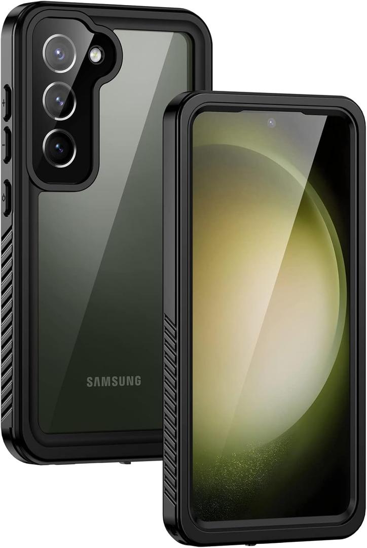 Lanhiem for Samsung Galaxy S23 Case with Built-in Screen Protector, IP68 Waterproof Dustproof Mil-Grade Rugged Full Body Shockproof Protective Cover for Galaxy S23 5G 6.1 Inch, Black