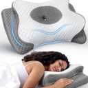 Anvo Memory Foam Pillow, Neck Contour Cervical Orthopedic Bed Pillow for Sleeping Side Back Stomach Sleeper, Ergonomic Design for Neck and Shoulder Pain Relief