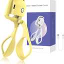 Heated Eyelash Curlers, Electric Eyelash Curlers USB Rechargeable,Electric Eyelash Curler Heated,Professional Eyelash Curlers for Women Long Last Curling,Yellow