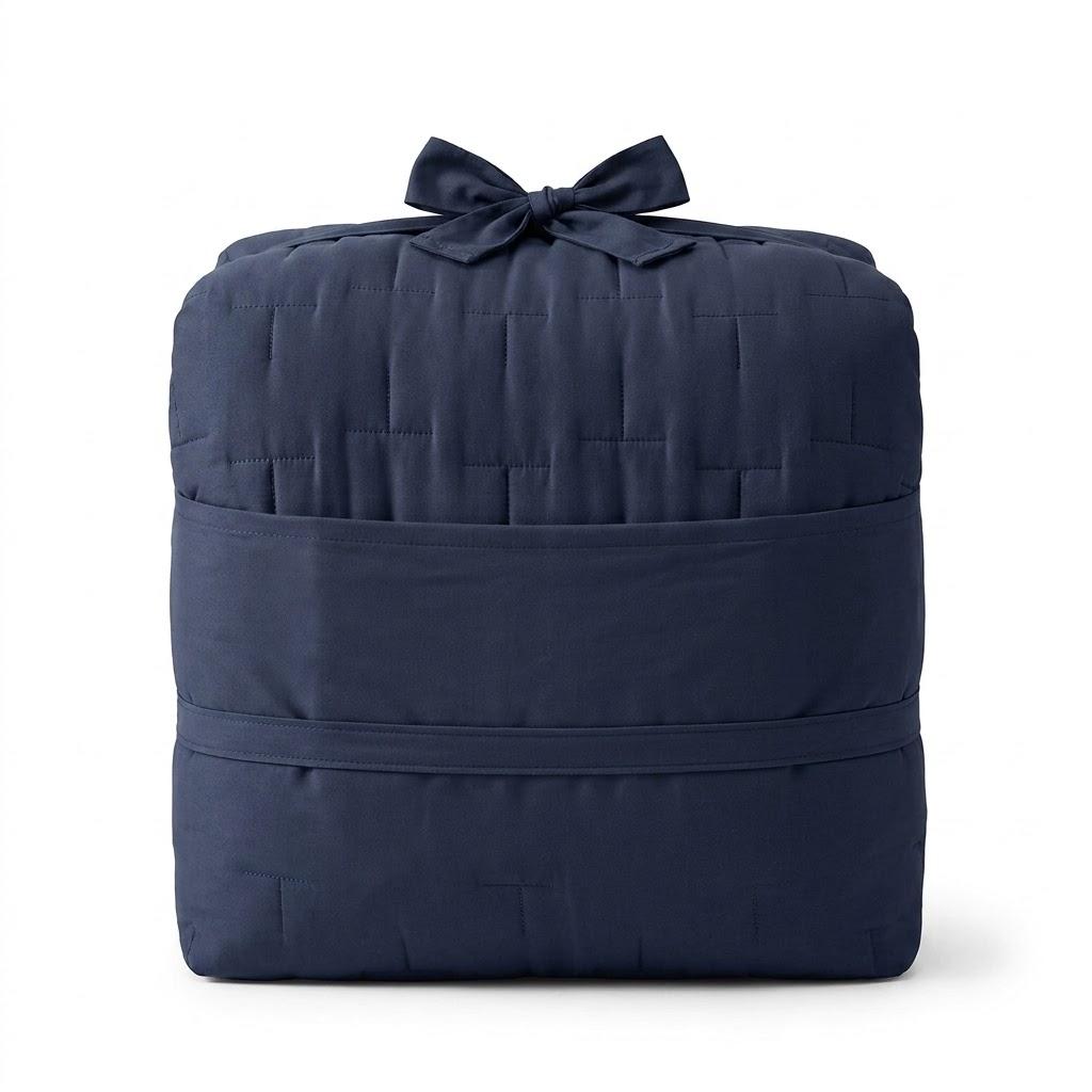 3-Piece Navy Blue Quilted Comforter Set (Full/Queen) - 100% Cotton Ultra-Soft Bedding Bundle with 1 Comforter (234cm x 244cm) & 2 Pillow Shams (61cm x 66cm)