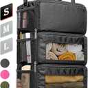 Suitcase Organizer, Travel Luggage Organizer Hanging Shelves Packing Cube Closet/Collapsible Portable Travel Organizer for Carry-on (Small, Black-S-4 Tier)