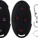 Silicone Key Fob Cover for Hyundai 2024-2026 Tucson Elantra Santa Fe Kona Sonata IONIQ,4/5/7 Button Remote Key Protector with Key Ring & Keychain,2 Pack,Black(Red+Pink Button)