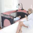 Jaoul 5 in 1 Baby Crib, Bassinet Beside Sleeper, Pack and Play with Bassinet and Changing Table Portable Travel Playpen with Toys & Music Box, Mattress