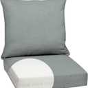 Arden Outdoor Foam Deep Seat Cushion Set, 24x24, Premium High-Density Foam, Never Flattens, Weather-Proof for Patio Chair Sofa Couch, Stone Grey Leala