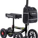 Knee Scooter, 350lbs Capacity, 13" Big PU Seat, Disc Brake Knee Walker, All Terrain Foldable Knee Scooter Walker with Bag for Foot Injuries Compact Crutches Alternative (Black)