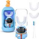 FTOYIN Kids Electric Toothbrush with 3 Brush Heads, U Shaped Ultrasonic Toothbrush Kids with 5 Modes, 45s Smart Reminder, 360-Degree Automatic Cleaning, IPX7 Waterproof Design (3 Count (Pack of 1))
