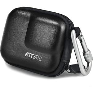 FiTSTILL Black PU Mini Carrying Case for Go Pro Hero 13 Black,Hard Shell Travel Storage Case for Hero 12/11/10/9/8/7/(2018)/6/5 DJI Osmo Action,AKASO,Campark,YI Action Camera and More
