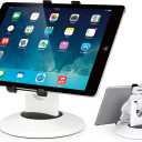 EHO iPad Stand, 360 Rotating Commercial Tablet Stand, Retail Kiosk, 6"-13"(Screen) Adapter Universal Tablet Clamp Holder for iPad, iPadAir, iPadMini, Microsoft Surface, Most Tablets - White