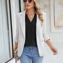 2 x BMJL 2024 Women Puff Sleeve Tops V Neck Dressy Casual Blouse Pleated Casual Summer Shirts (Black, XL)