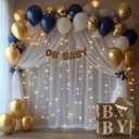 10x10ft White Tulle Backdrop Curtain with Lights String Sheer Drapes for Wedding, Birthday, Baby Shower, Bridal Shower, Photo Booth, Party, Home Decor (2 Panels, White)