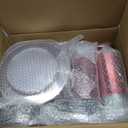 N9R 600PCS Clear and Red Disposable Plates, Heavy Duty Plastic Dinnerware Set for 100 Guests Includes 100 Dinner & Dessert Plates, Cups, Spoons, Forks, and Knives, Perfect for Parties, Weddings